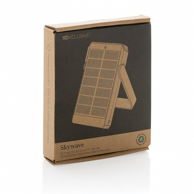 Беспроводной внешний аккумулятор Skywave на солнечной батарее из переработанного пластика RCS, 5000  с логотипом в Самаре заказать по выгодной цене в кибермаркете AvroraStore
