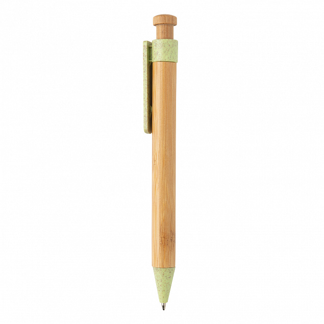 Бамбуковая ручка с клипом из пшеничной соломы с логотипом в Самаре заказать по выгодной цене в кибермаркете AvroraStore