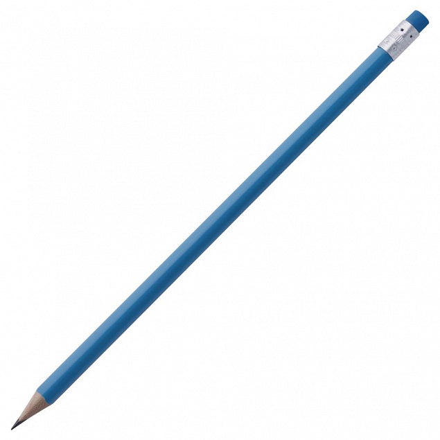 Карандаш простой Triangle с ластиком, синий с логотипом в Самаре заказать по выгодной цене в кибермаркете AvroraStore