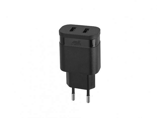 Сетевое зарядное устройство, 2 USB/2.4 A с логотипом в Самаре заказать по выгодной цене в кибермаркете AvroraStore