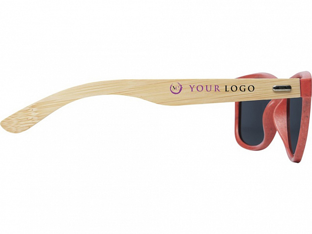 Sun Ray очки с бамбуковой оправой, красный с логотипом в Самаре заказать по выгодной цене в кибермаркете AvroraStore