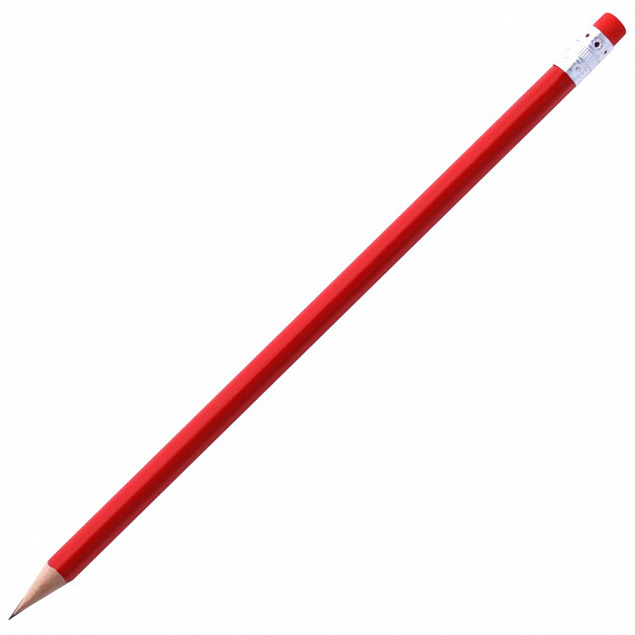 Карандаш простой Triangle с ластиком, красный с логотипом в Самаре заказать по выгодной цене в кибермаркете AvroraStore