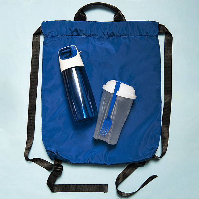 Набор подарочный FITKIT: бутылка для воды, контейнер для еды, рюкзак, синий с логотипом в Самаре заказать по выгодной цене в кибермаркете AvroraStore