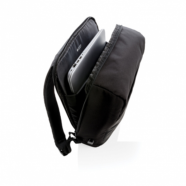 Антикражный рюкзак Swiss Peak 15"  с RFID защитой и разъемом USB, черный с логотипом в Самаре заказать по выгодной цене в кибермаркете AvroraStore