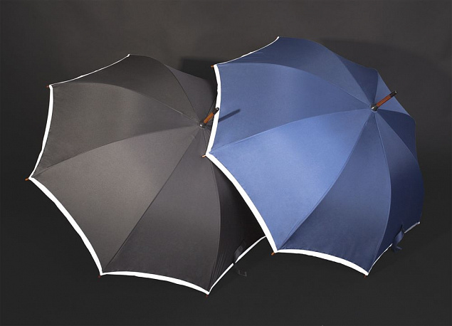 Зонт-трость светоотражающий Reflect, синий с логотипом в Самаре заказать по выгодной цене в кибермаркете AvroraStore