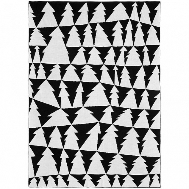 Плед «Танцующий лес», черно-белый с логотипом в Самаре заказать по выгодной цене в кибермаркете AvroraStore