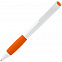 Ручка шариковая Grip, белая с оранжевым с логотипом в Самаре заказать по выгодной цене в кибермаркете AvroraStore