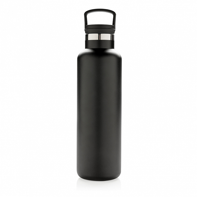 Герметичная вакуумная бутылка, черная с логотипом в Самаре заказать по выгодной цене в кибермаркете AvroraStore
