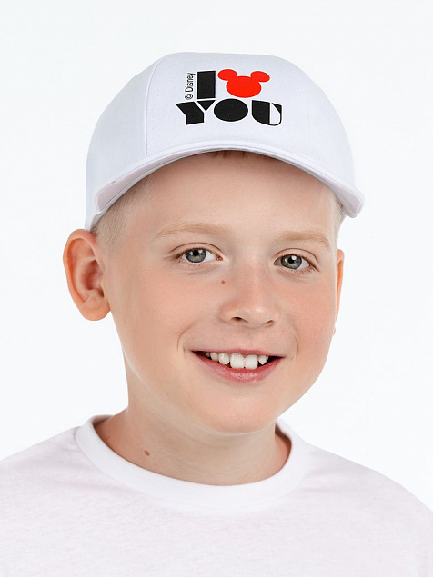 Бейсболка «Микки. I Love You», белая с логотипом в Самаре заказать по выгодной цене в кибермаркете AvroraStore