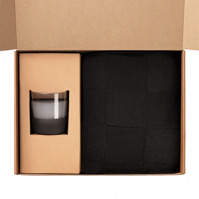 Подарочный набор Black Edition, черный (плед, свеча) с логотипом в Самаре заказать по выгодной цене в кибермаркете AvroraStore
