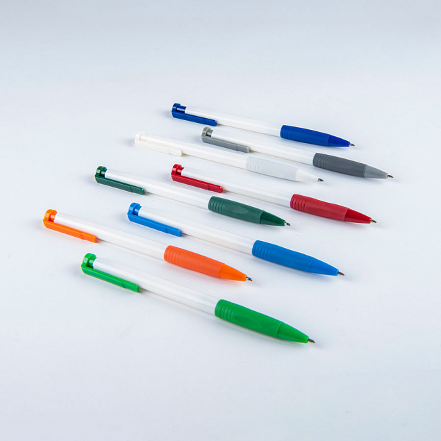 N13, ручка шариковая с грипом, пластик, белый, красный с логотипом в Самаре заказать по выгодной цене в кибермаркете AvroraStore