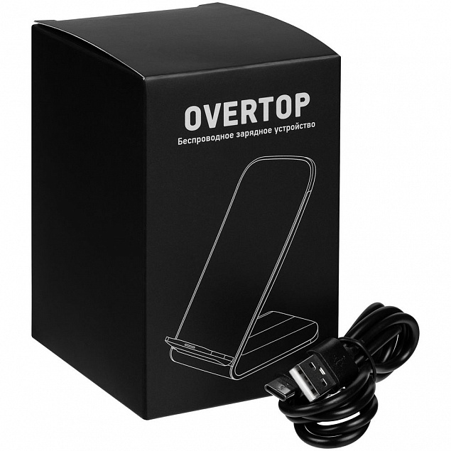 Быстрое беспроводное зарядное устройство Overtop, черное с логотипом в Самаре заказать по выгодной цене в кибермаркете AvroraStore