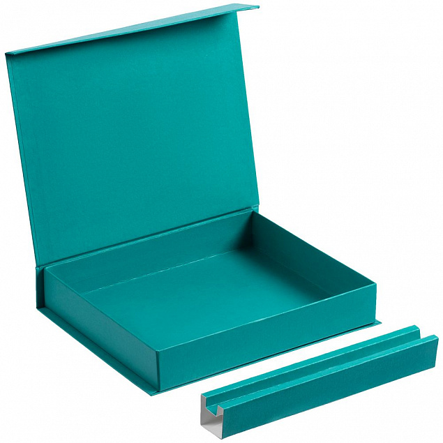 Коробка Duo под ежедневник и ручку, бирюзовая с логотипом в Самаре заказать по выгодной цене в кибермаркете AvroraStore