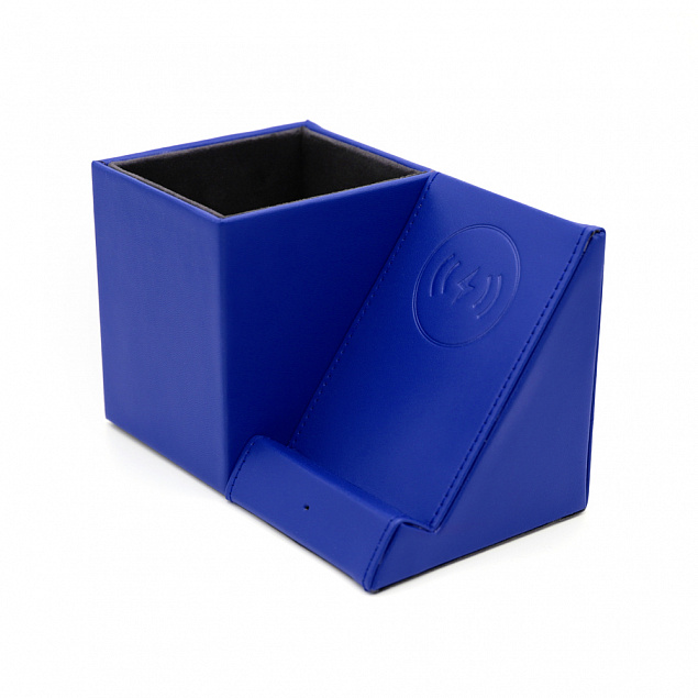 Настольный органайзер Elegans c беспроводной зарядкой - Синий HH с логотипом в Самаре заказать по выгодной цене в кибермаркете AvroraStore