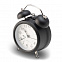 Настольные часы с будильником в ретро стиле, черный с логотипом в Самаре заказать по выгодной цене в кибермаркете AvroraStore