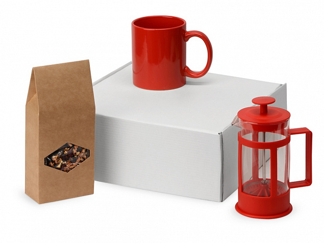 Подарочный набор с чаем, кружкой и френч-прессом Чаепитие с логотипом в Самаре заказать по выгодной цене в кибермаркете AvroraStore