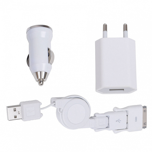 Набор зарядных устройств "Comfort" с универсальным кабелем для зарядки с логотипом в Самаре заказать по выгодной цене в кибермаркете AvroraStore