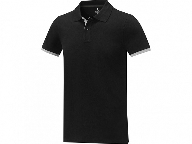 Morgan Двухцветное мужское поло с коротким рукавом , черный с логотипом в Самаре заказать по выгодной цене в кибермаркете AvroraStore