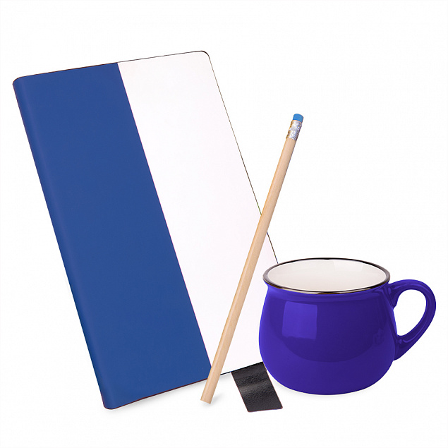 Подарочный набор LAST SUMMER: бизнес-блокнот, кружка, карандаш чернографитный, синий с логотипом в Самаре заказать по выгодной цене в кибермаркете AvroraStore