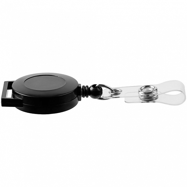 Ретрактор Attach с ушком для ленты, черный с логотипом в Самаре заказать по выгодной цене в кибермаркете AvroraStore