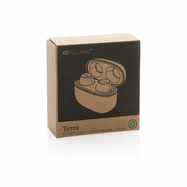 Беспроводные наушники Terra из переработанного алюминия RCS с логотипом в Самаре заказать по выгодной цене в кибермаркете AvroraStore