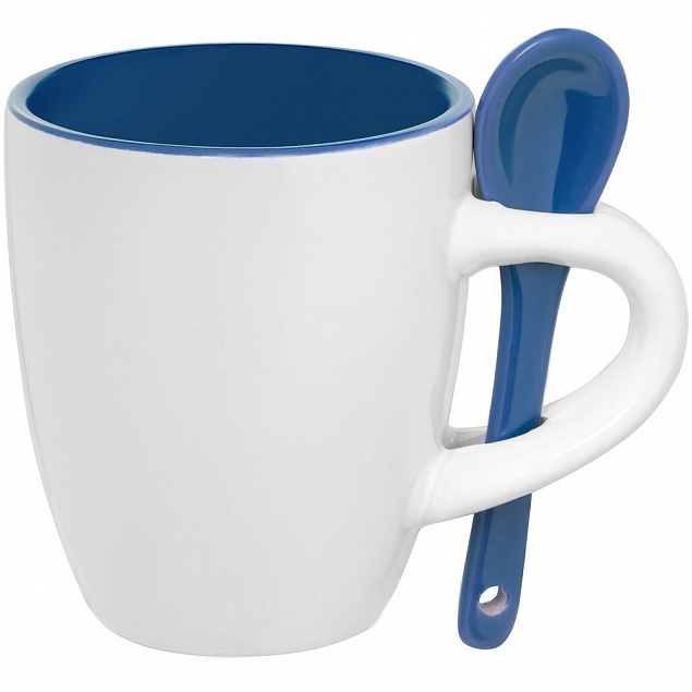 Кофейная кружка Pairy с ложкой, синяя с логотипом в Самаре заказать по выгодной цене в кибермаркете AvroraStore