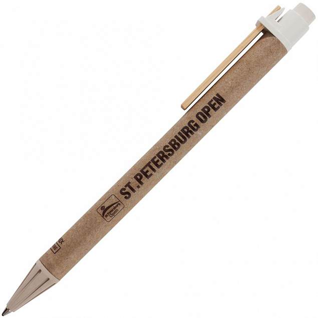 Ручка шариковая Bio-Mix, с бежевыми деталями с логотипом в Самаре заказать по выгодной цене в кибермаркете AvroraStore