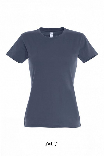 Фуфайка (футболка) IMPERIAL женская,Синий джинc L с логотипом в Самаре заказать по выгодной цене в кибермаркете AvroraStore