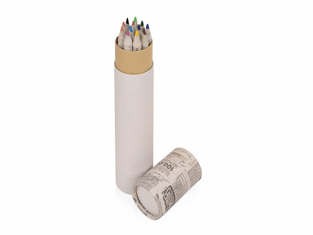 Набор цветных карандашей из газетной бумаги в тубе News с логотипом в Самаре заказать по выгодной цене в кибермаркете AvroraStore