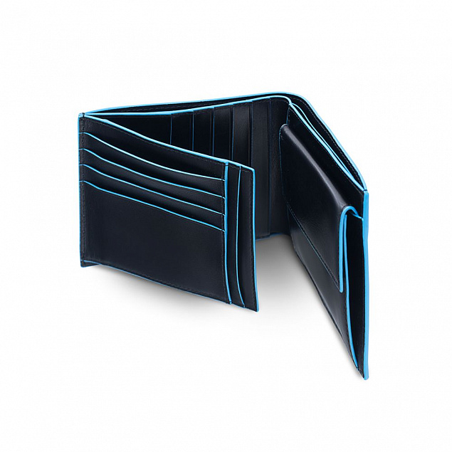 Портмоне Piquadro Blue Square, черное с логотипом в Самаре заказать по выгодной цене в кибермаркете AvroraStore