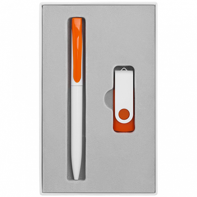 Набор Twist White, белый с оранжевым, 8 Гб с логотипом в Самаре заказать по выгодной цене в кибермаркете AvroraStore