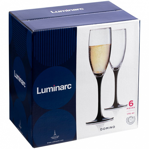 Набор бокалов для шампанского «Домино» с логотипом в Самаре заказать по выгодной цене в кибермаркете AvroraStore