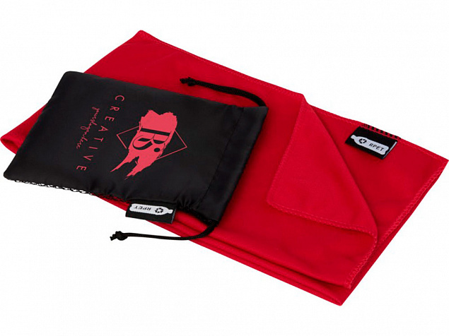 Спортивное охлаждающее полотенце Raquel из переработанного ПЭТ в мешочке, красный с логотипом в Самаре заказать по выгодной цене в кибермаркете AvroraStore
