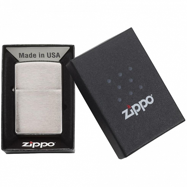 Зажигалка Zippo Classic Brushed, серебристая с логотипом в Самаре заказать по выгодной цене в кибермаркете AvroraStore