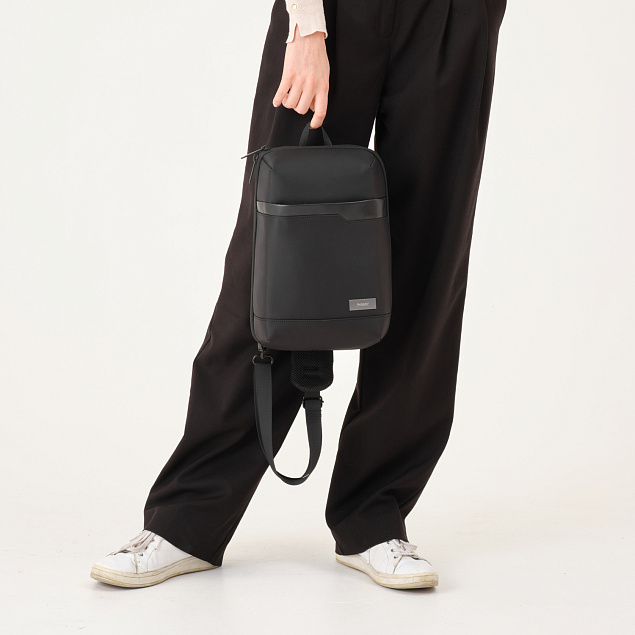 Рюкзак cross body, Sigma, черный/серый с логотипом в Самаре заказать по выгодной цене в кибермаркете AvroraStore