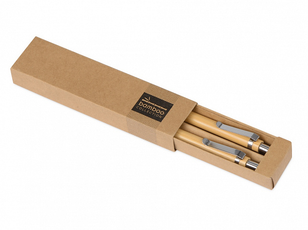 Набор Bamboo: шариковая ручка и механический карандаш с логотипом в Самаре заказать по выгодной цене в кибермаркете AvroraStore