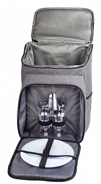 Рюкзак для пикника LEISURE DAY на 2 персоны, черный, серый с логотипом в Самаре заказать по выгодной цене в кибермаркете AvroraStore