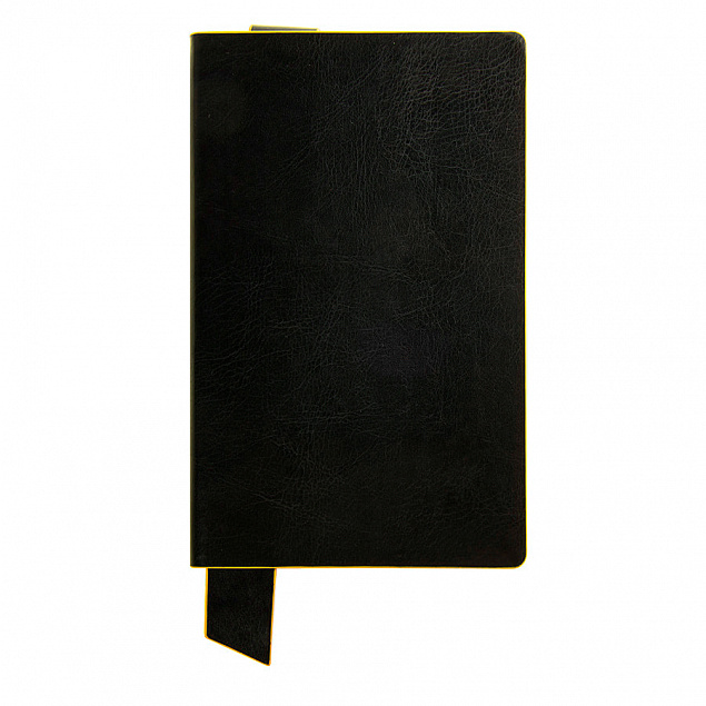 Бизнес-блокнот "Trendi", 130*210 мм, черно-желтый, мягкая обложка, в линейку с логотипом в Самаре заказать по выгодной цене в кибермаркете AvroraStore