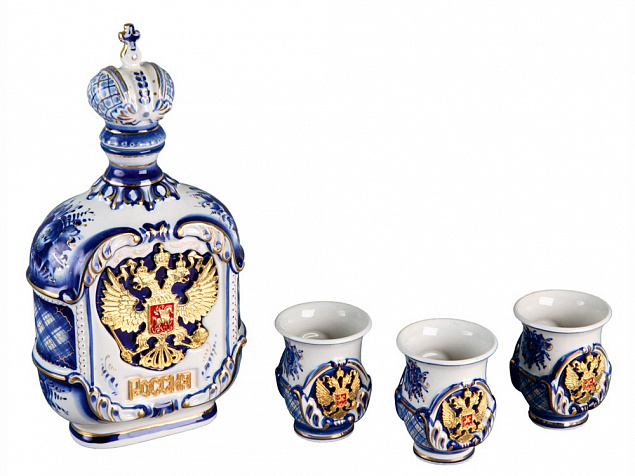 Набор «Россия»: штоф для водки с тремя стопками с логотипом в Самаре заказать по выгодной цене в кибермаркете AvroraStore