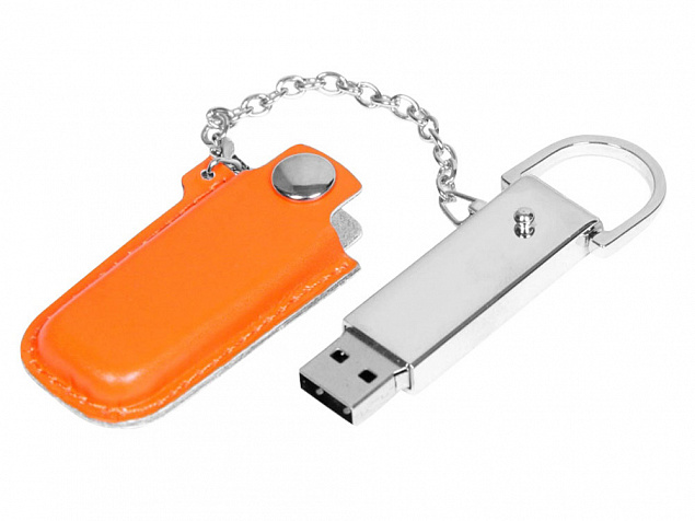 USB 2.0- флешка на 8 Гб в массивном корпусе с кожаным чехлом с логотипом в Самаре заказать по выгодной цене в кибермаркете AvroraStore