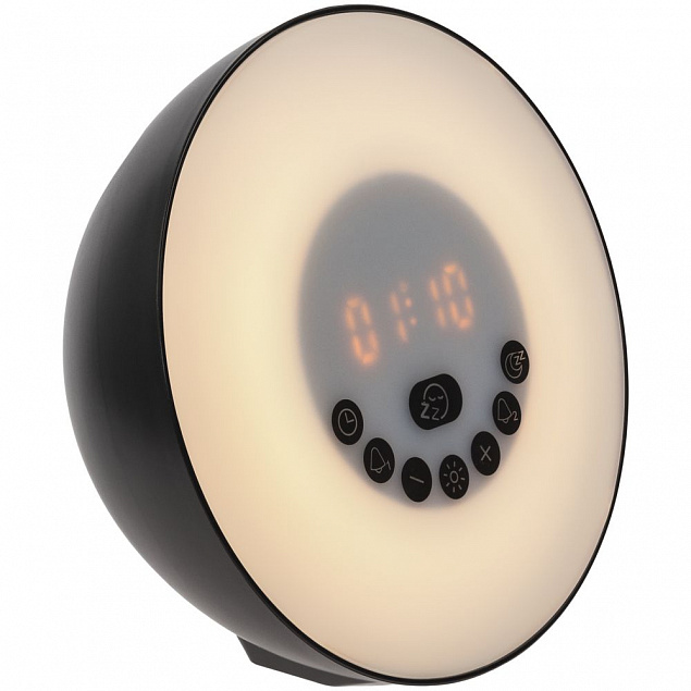 Лампа-колонка dreamTime для пробуждения светом и музыкой, черная с логотипом в Самаре заказать по выгодной цене в кибермаркете AvroraStore