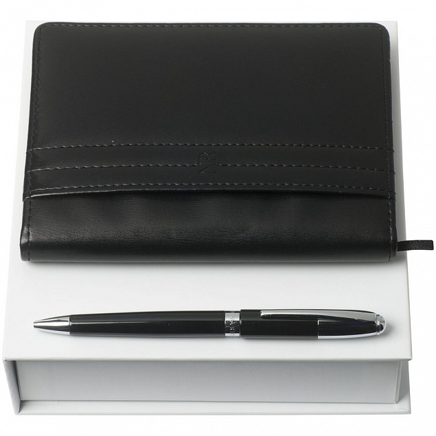 Набор Club: блокнот А6 и ручка, черный с логотипом в Самаре заказать по выгодной цене в кибермаркете AvroraStore