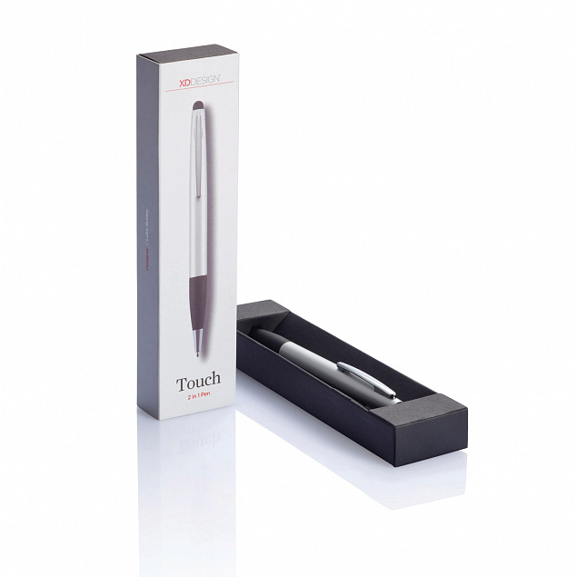 Ручка-стилус Touch 2 в 1, серебряный с логотипом в Самаре заказать по выгодной цене в кибермаркете AvroraStore