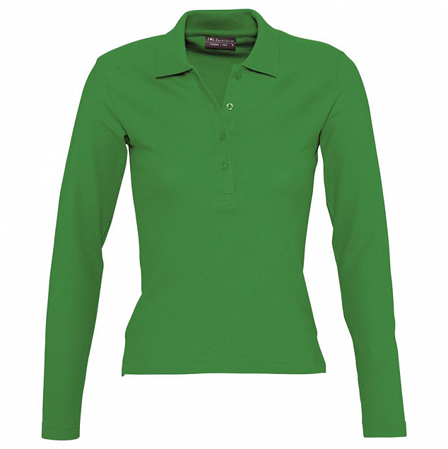 Рубашка поло женская с длинным рукавом PODIUM ярко-зеленая с логотипом в Самаре заказать по выгодной цене в кибермаркете AvroraStore