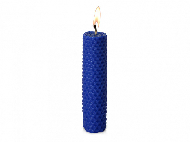 Свеча из вощины 3 х 12,5 см с деревянным ярлыком, синий с логотипом в Самаре заказать по выгодной цене в кибермаркете AvroraStore