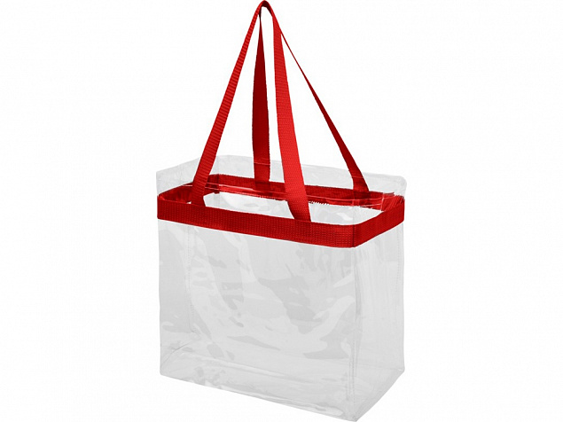 Сумка Hampton, прозрачный/красный с логотипом в Самаре заказать по выгодной цене в кибермаркете AvroraStore