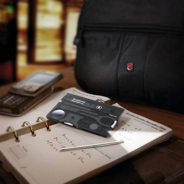 Набор инструментов SwissCard Lite, черный с логотипом в Самаре заказать по выгодной цене в кибермаркете AvroraStore