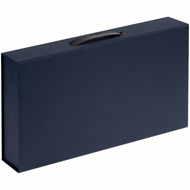 Коробка с ручкой Platt, синяя с логотипом в Самаре заказать по выгодной цене в кибермаркете AvroraStore