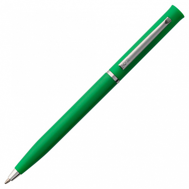 Ручка шариковая Euro Chrome, зеленая с логотипом в Самаре заказать по выгодной цене в кибермаркете AvroraStore