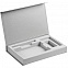Коробка Silk с ложементом под ежедневник, аккумулятор и ручку, серебристая с логотипом в Самаре заказать по выгодной цене в кибермаркете AvroraStore
